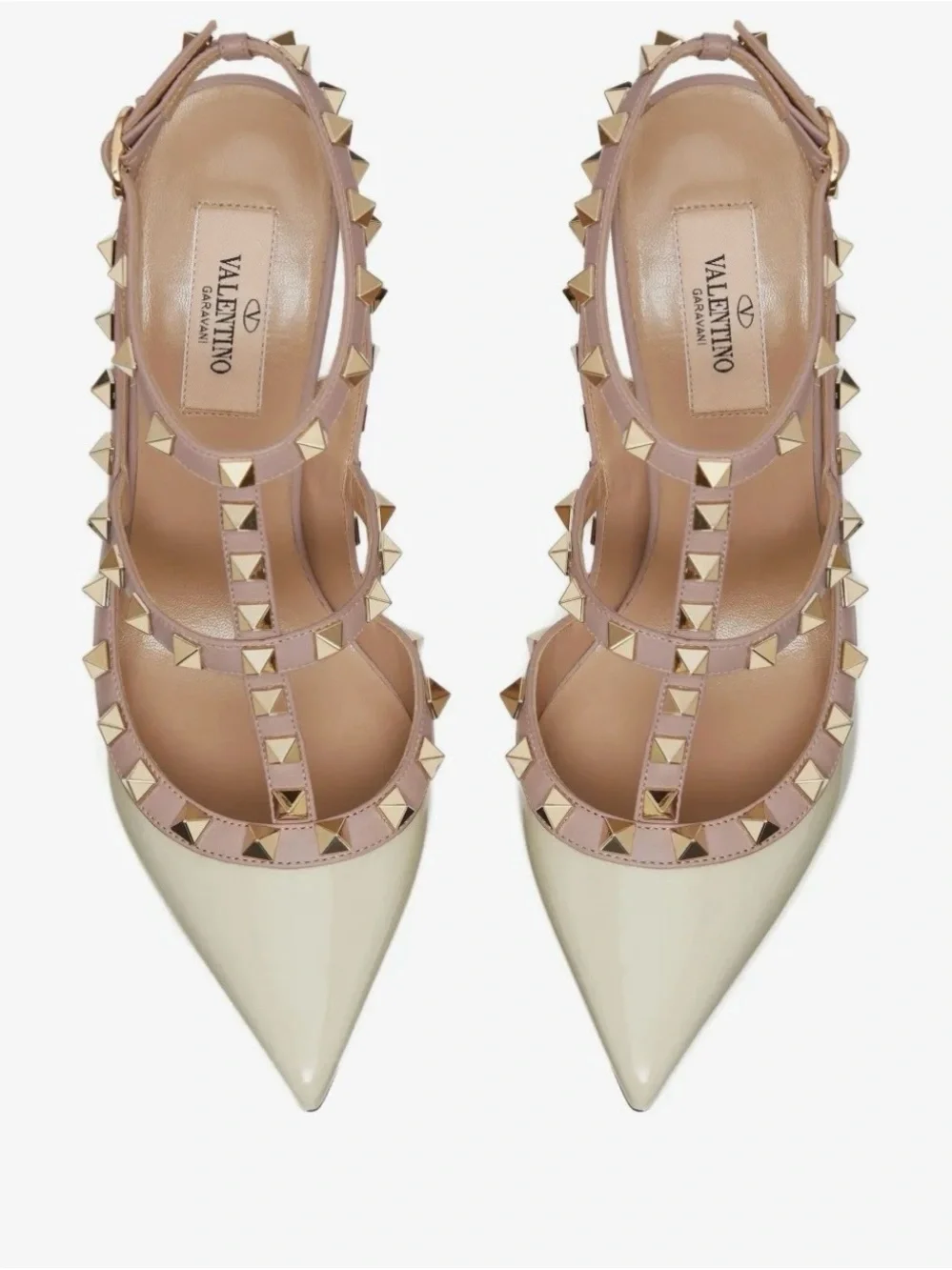 Valentino Garavani Rockstud Caged Pumps – Ivory/Poudre – Size 38 👠✨